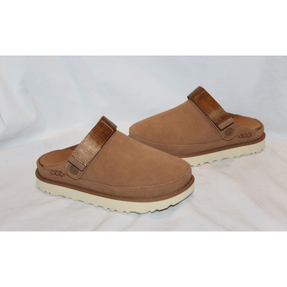 UGG MENS GOLDENCOAST CLOG SIZE US 14 CHESTNUT SUEDE SLINGBACK SLIDE SANDAL - Picture 2 of 7